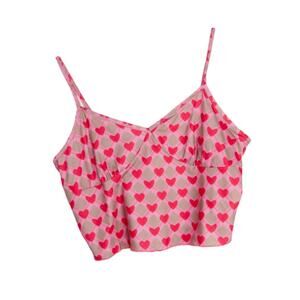 Cider Pink Heart Argyle Camisole Tank Top Y2k Cropped Cami Top Medium